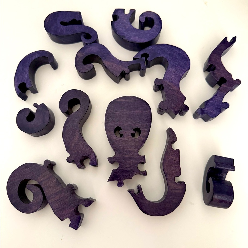 Purple Wooden Animal Puzzle Set